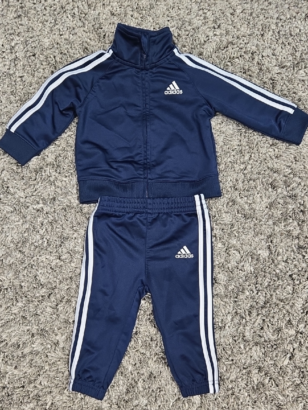 adidas Navy and White Toddler Tracksuit Set